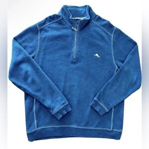Tommy Bahama Blue 1/4  men Zip Sweater Sz L